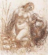 Leonardo  Da Vinci Study for a kneeling Leda France oil painting artist